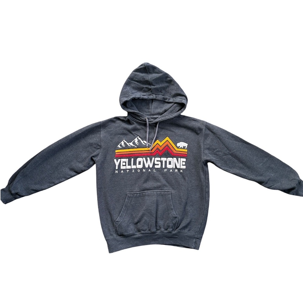 Prairie Mountain Yellowstone National Park Hoodie Women S Gray Excellent Graphic
